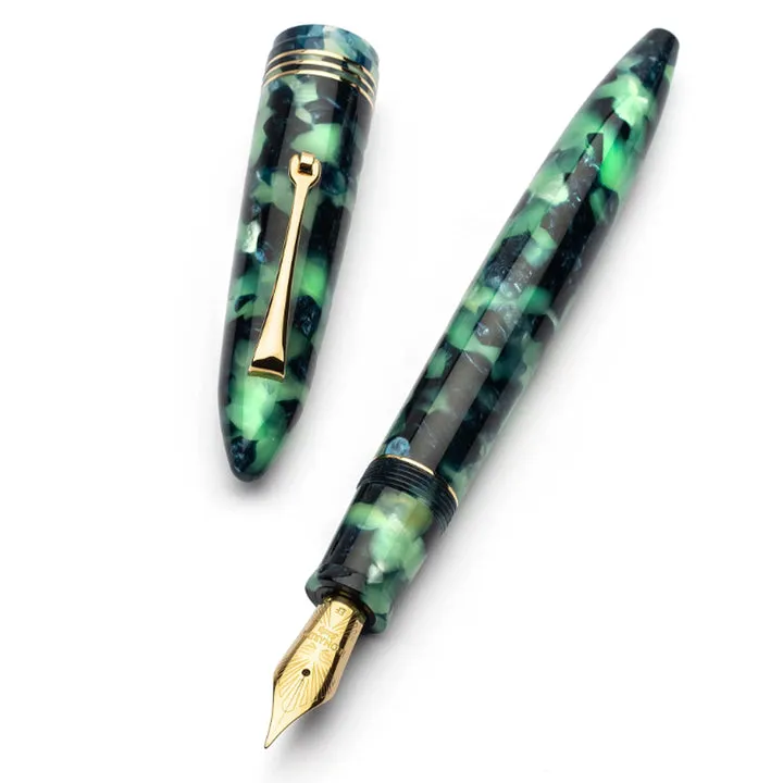 Leonardo Furore Fiordo Di Furore Fountain Pen - Green & Black GT FF