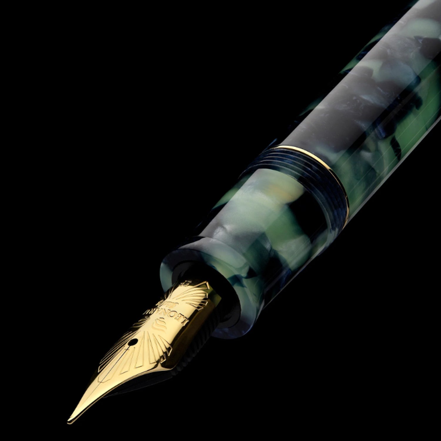 Leonardo Furore Fiordo Di Furore Fountain Pen - Green & Black GT EFF