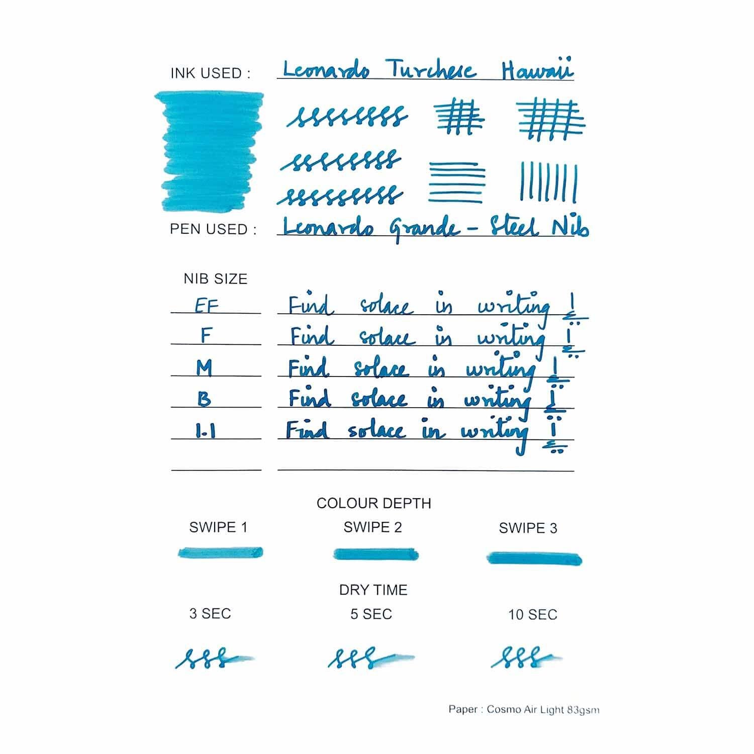 Leonardo Turchese Hawaii Ink Bottle, Turquoise - 40ml