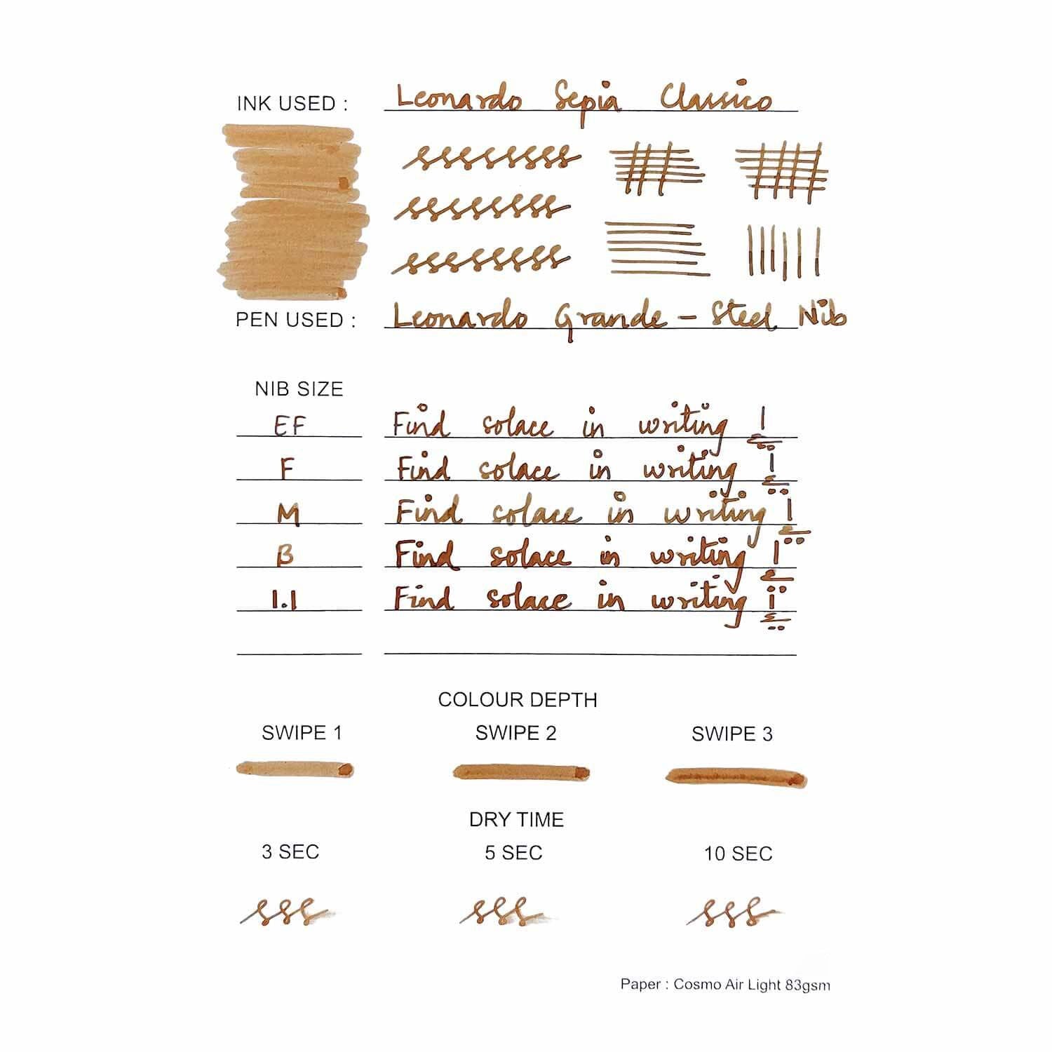 Leonardo Sepia Classico Ink Bottle, Brown - 40ml