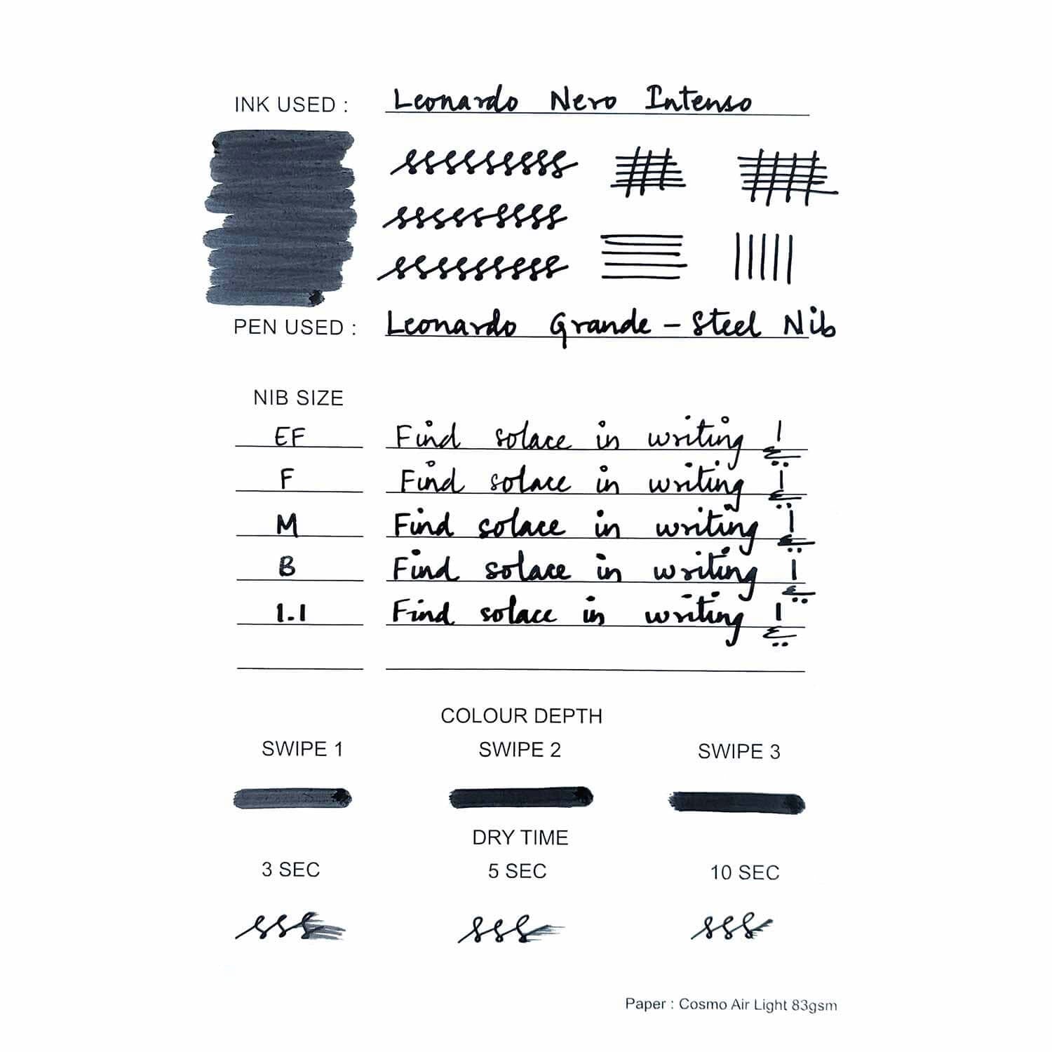 Leonardo Nero Intenso Ink Bottle, Black - 40ml