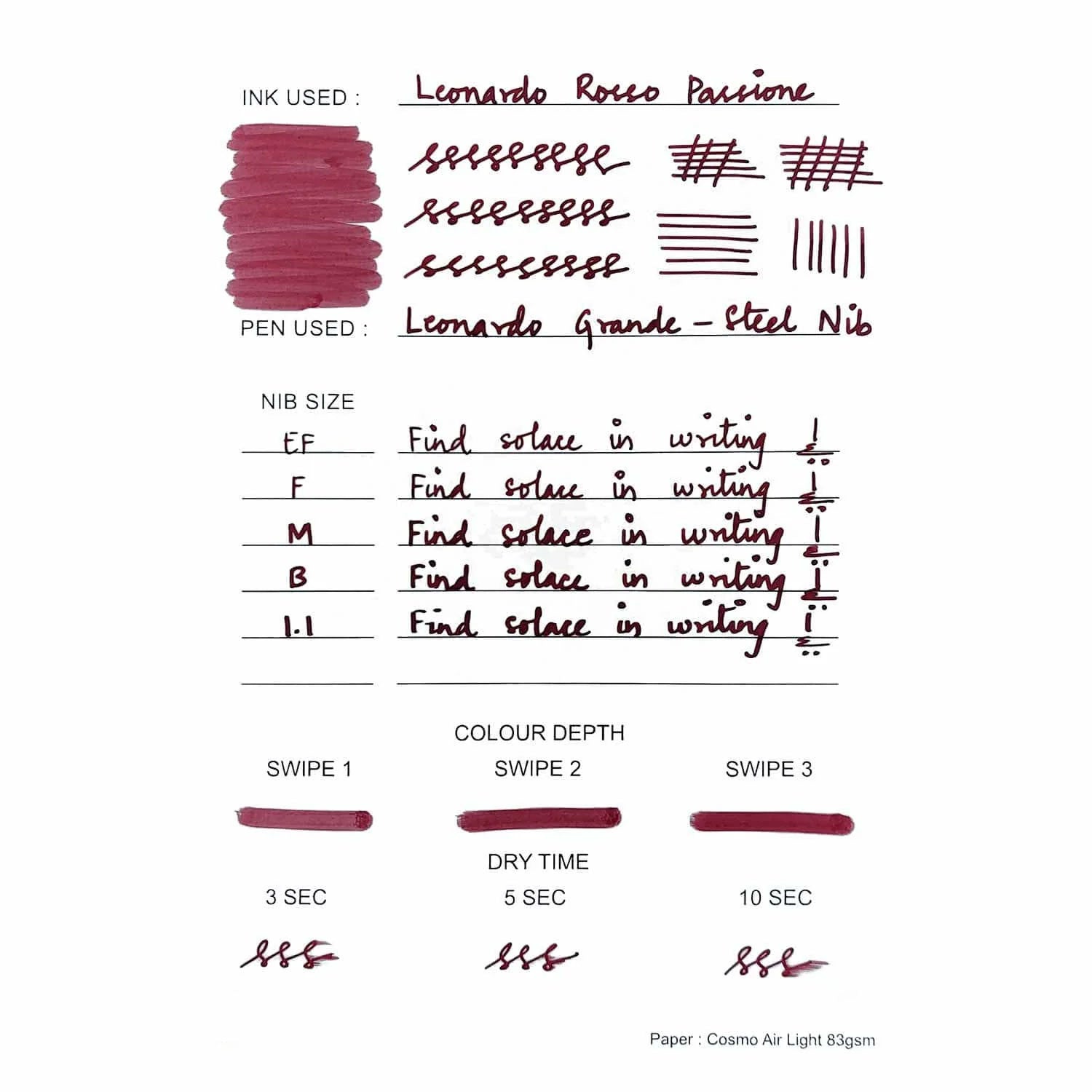 Leonardo Rosso Passione Ink Bottle, Red - 40ml