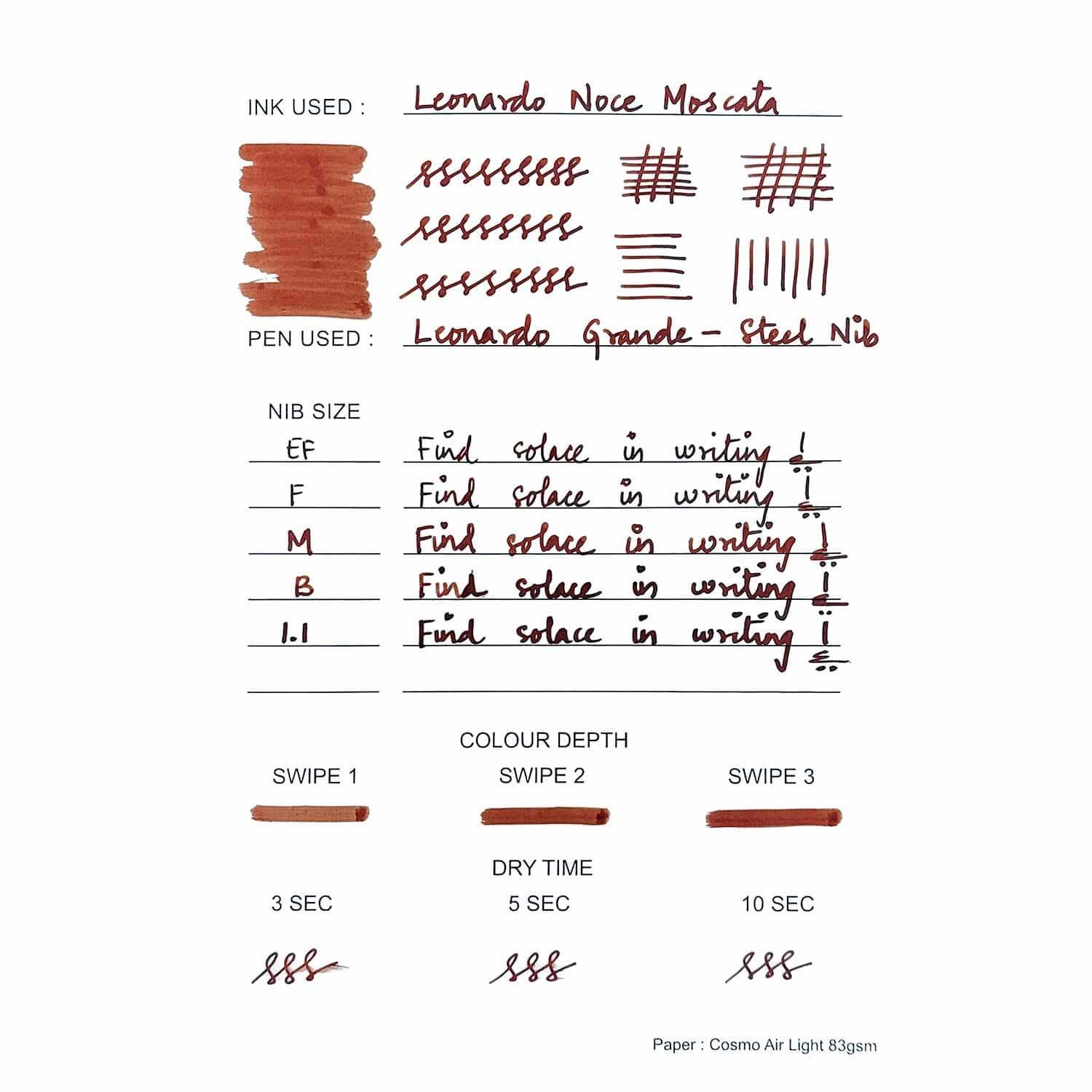 Leonardo Noce Moscata Ink Bottle, Brown - 40ml