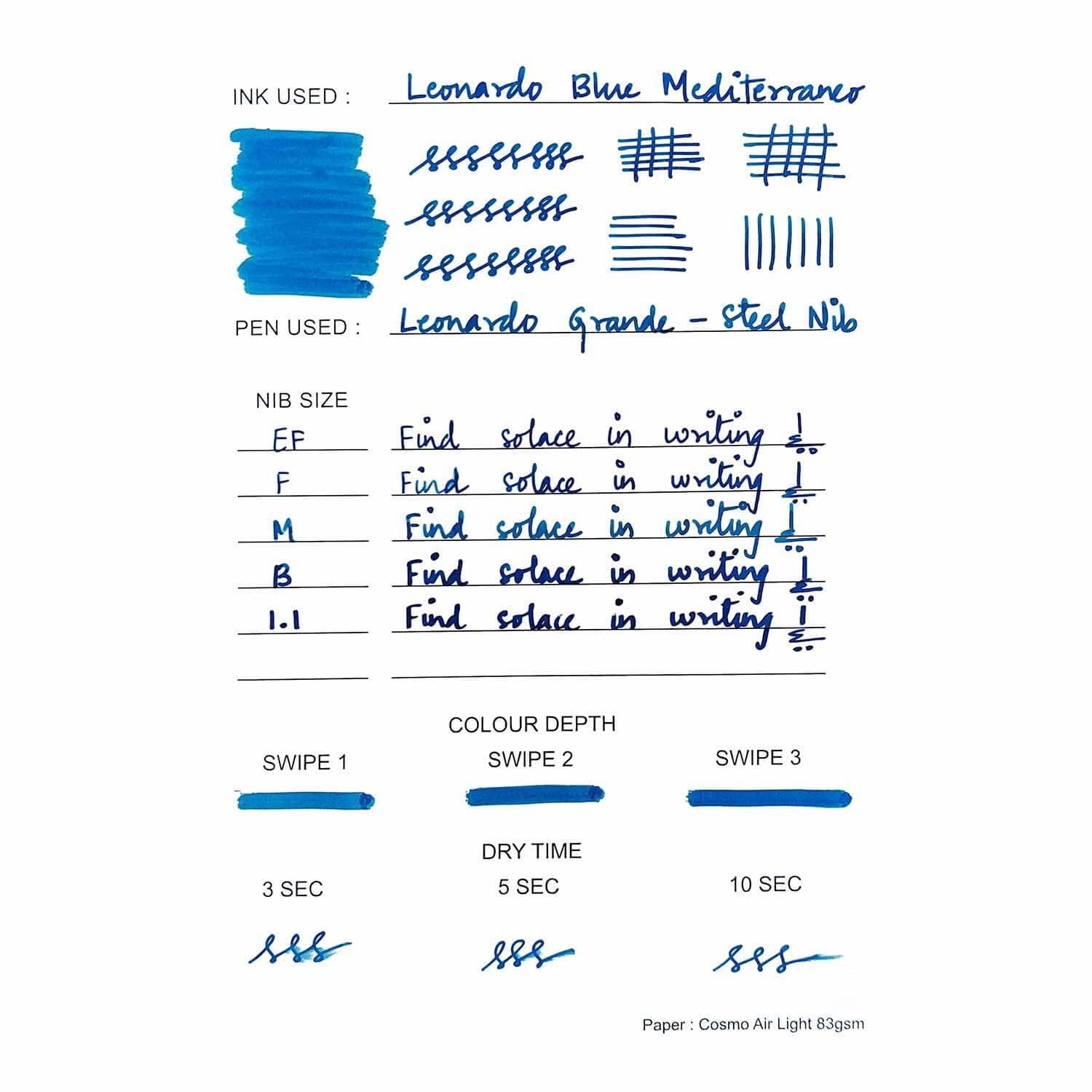 Leonardo Blue Mediterraneo Ink Bottle, Blue - 40ml