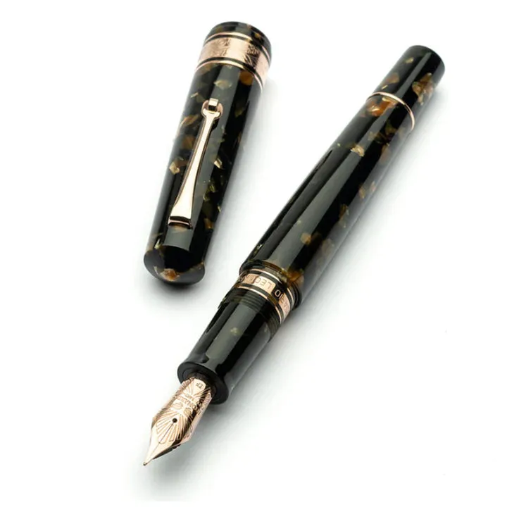 Leonardo Cinquantesimo 50th Anniversary Federico Fountain Pen - Black Amber RGT F