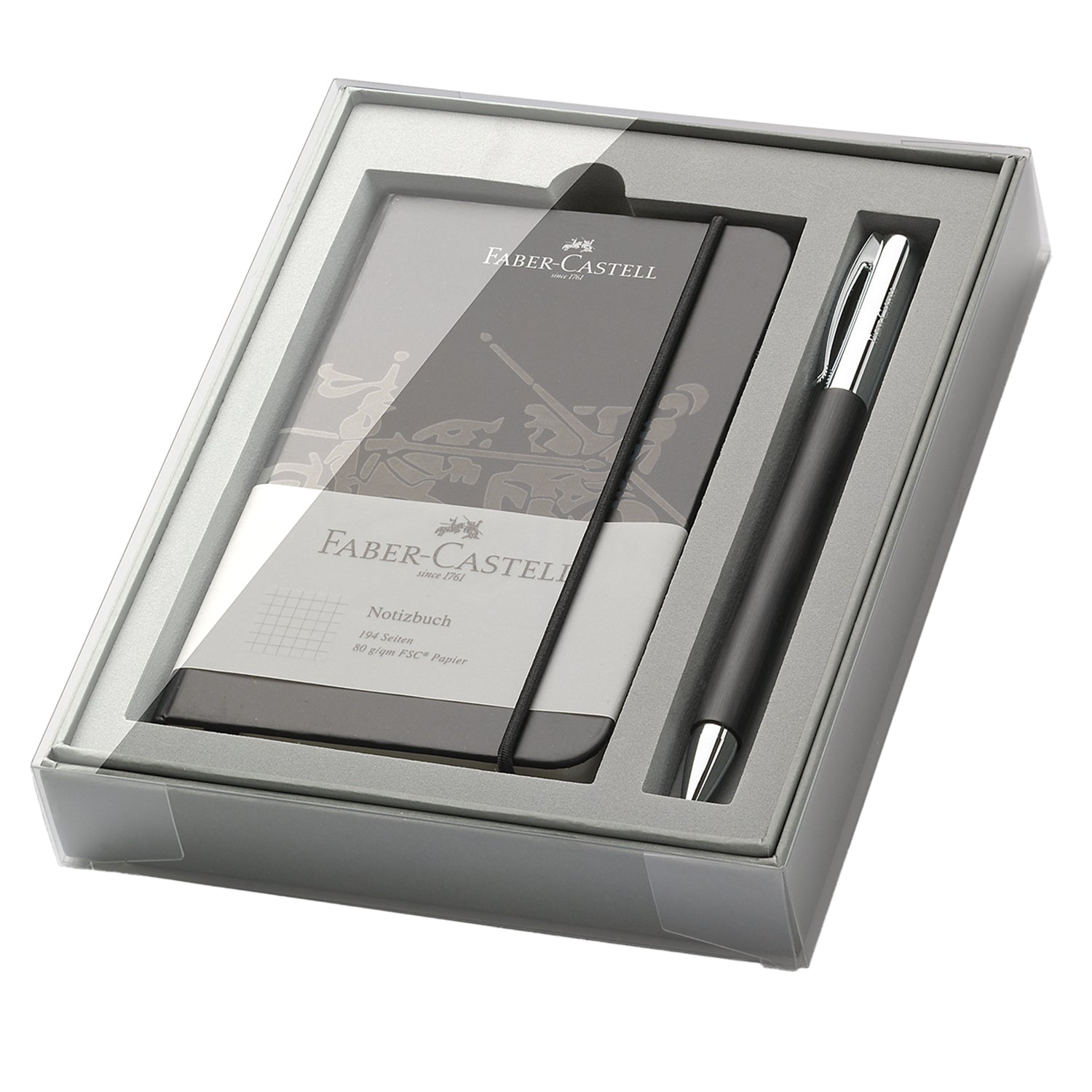 Faber-Castell Gift Set - Ambition Black Ball Pen with Black A6 Notebook