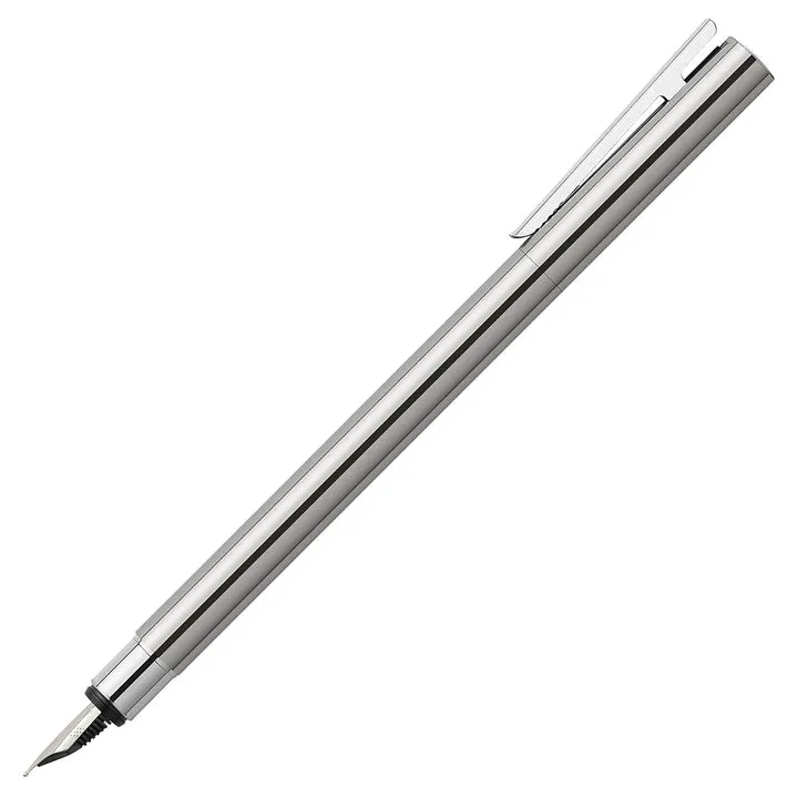 Faber-Castell Neo Slim Fountain Pen - Shiny Stainless Steel CT M