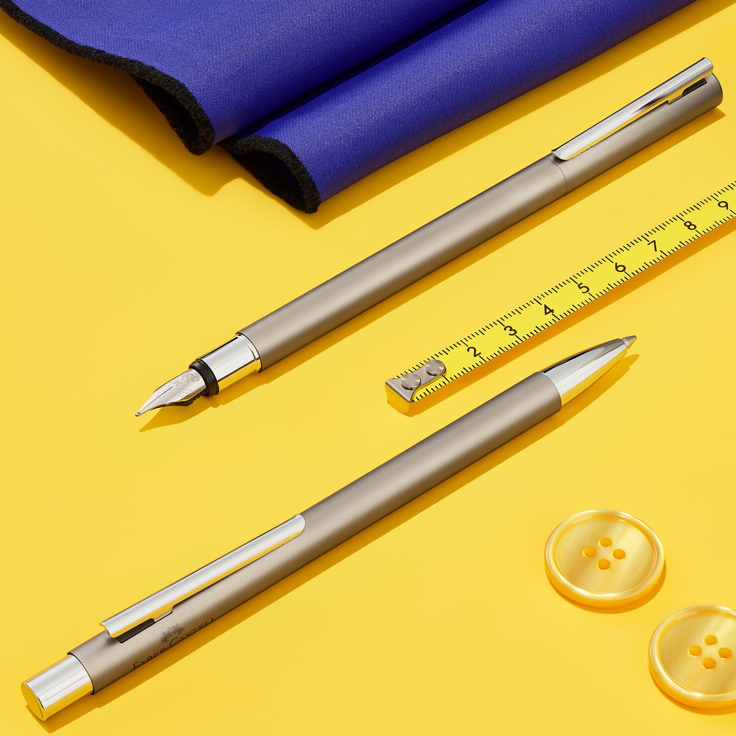 Faber-Castell Neo Slim Fountain Pen - Matte Stainless Steel CT EF