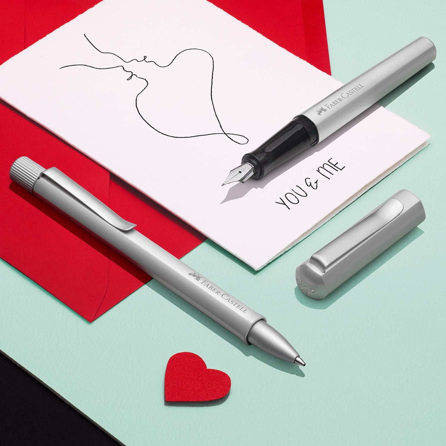 Faber-Castell Hexo Fountain Pen - Matte Silver CT B
