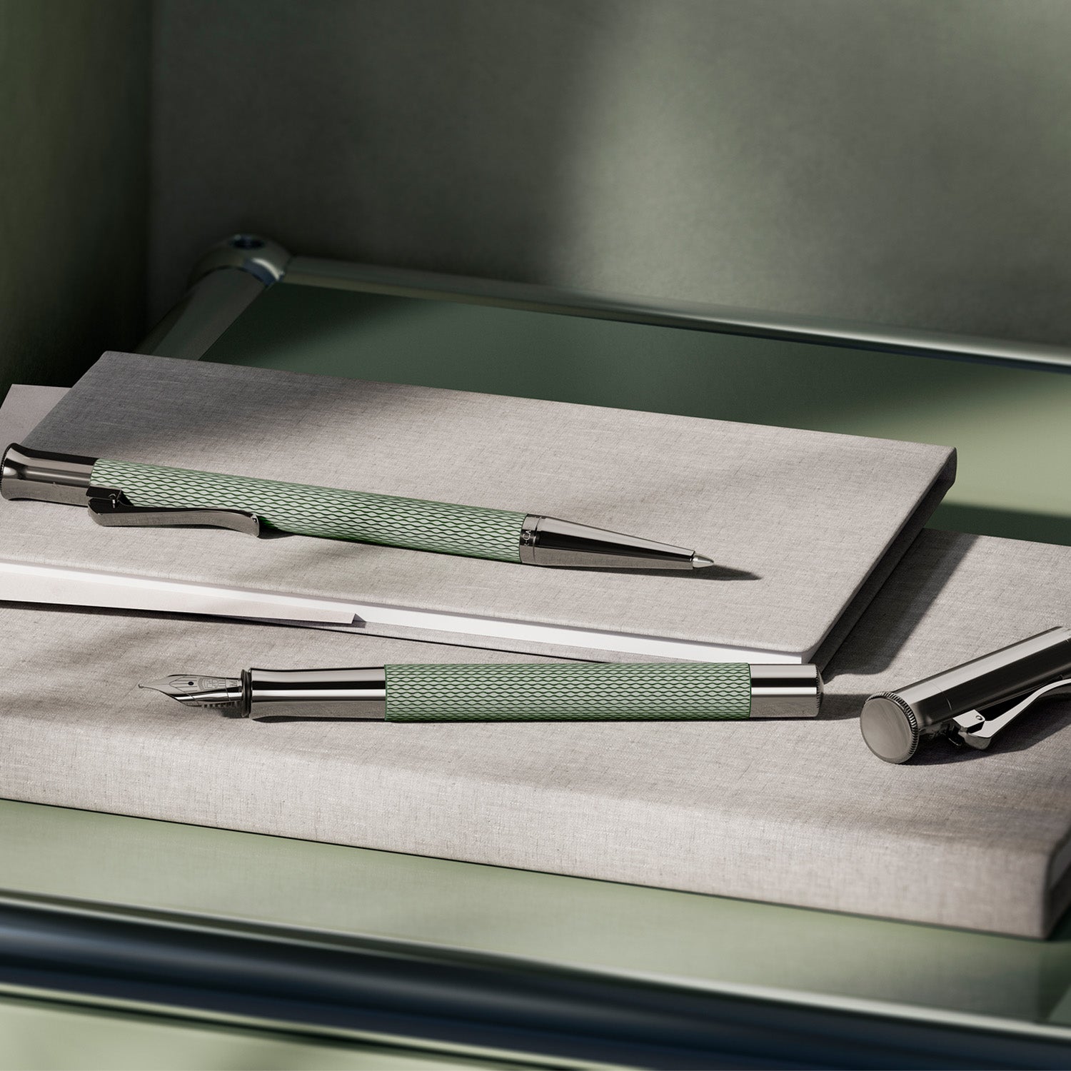 Graf Von Faber-Castell Guilloche Fountain Pen - Sage Green B