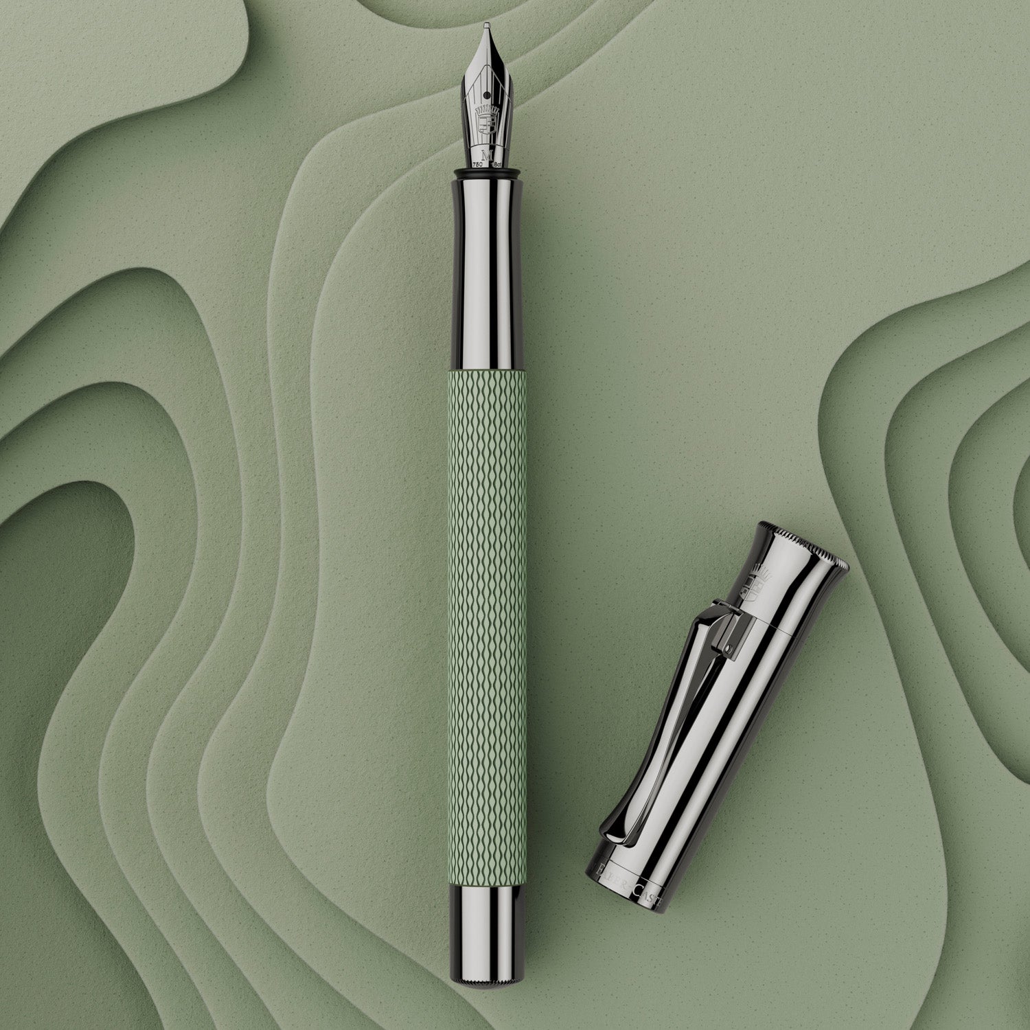 Graf Von Faber-Castell Guilloche Fountain Pen - Sage Green B