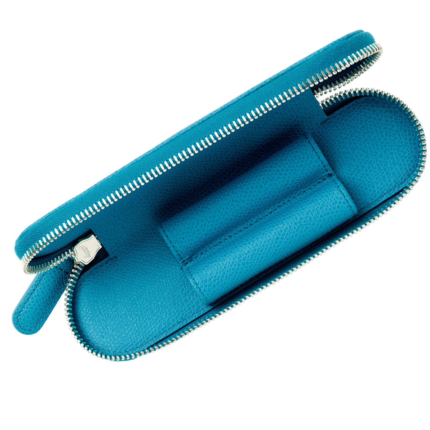 Graf Von Faber-Castell Epsom Leather 2 Pen Holder with Zip - Gulf Blue