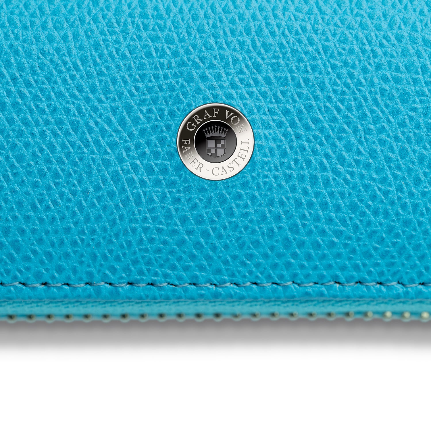 Graf Von Faber-Castell Epsom Leather 2 Pen Holder with Zip - Gulf Blue