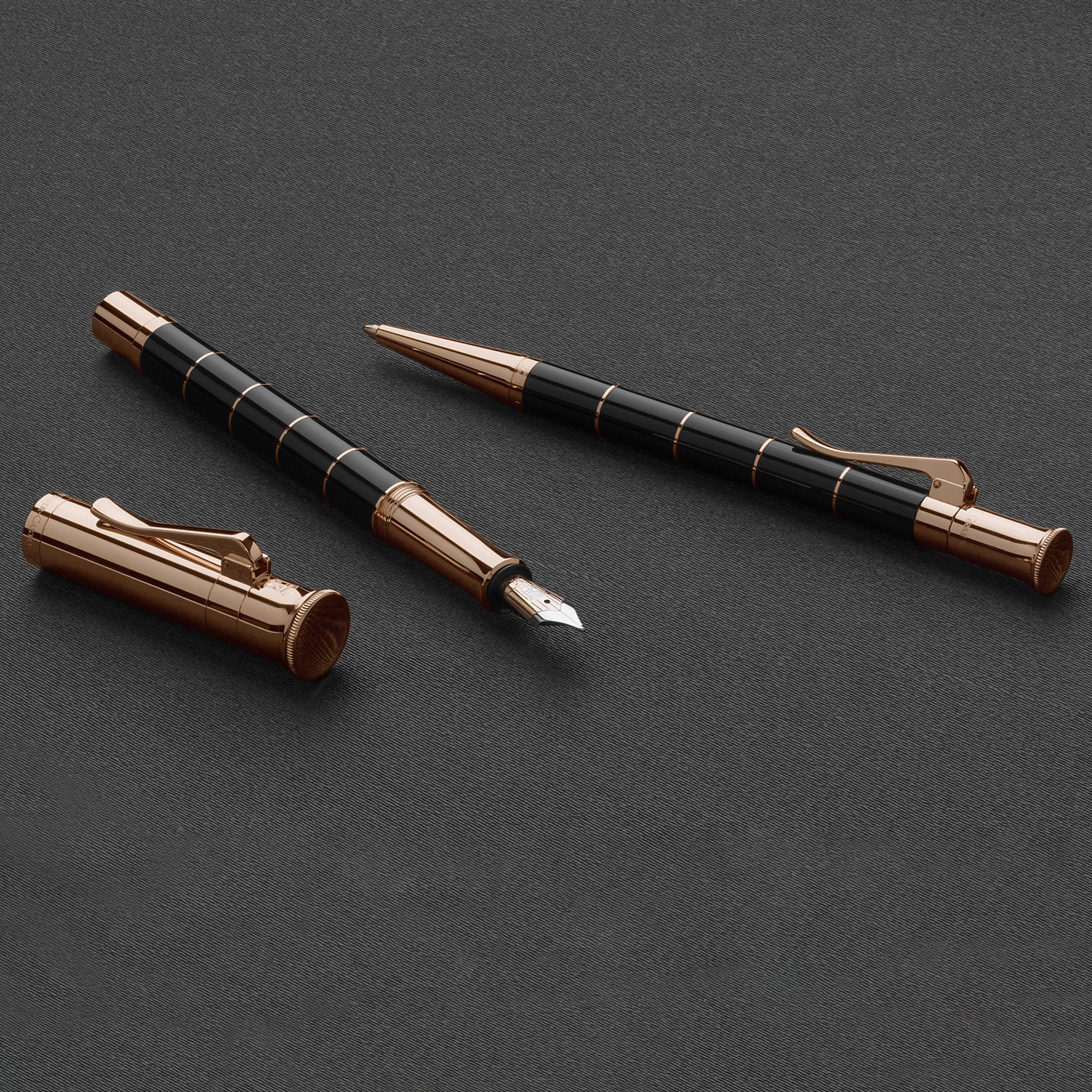 Graf Von Faber-Castell Classic Anello Ball Pen - Black Rosegold