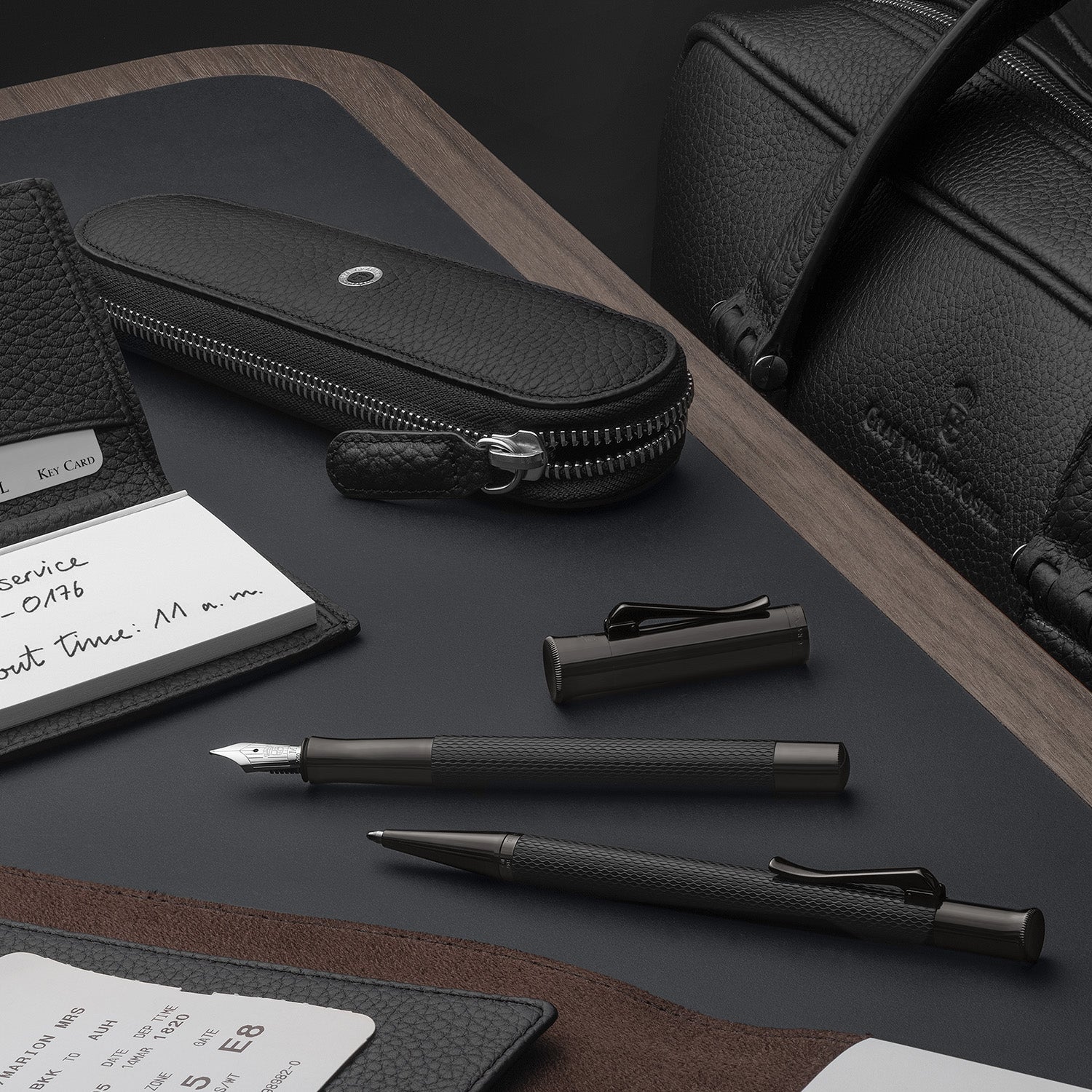 Graf Von Faber-Castell Guilloche Black Edition Fountain Pen - Anthracite EF