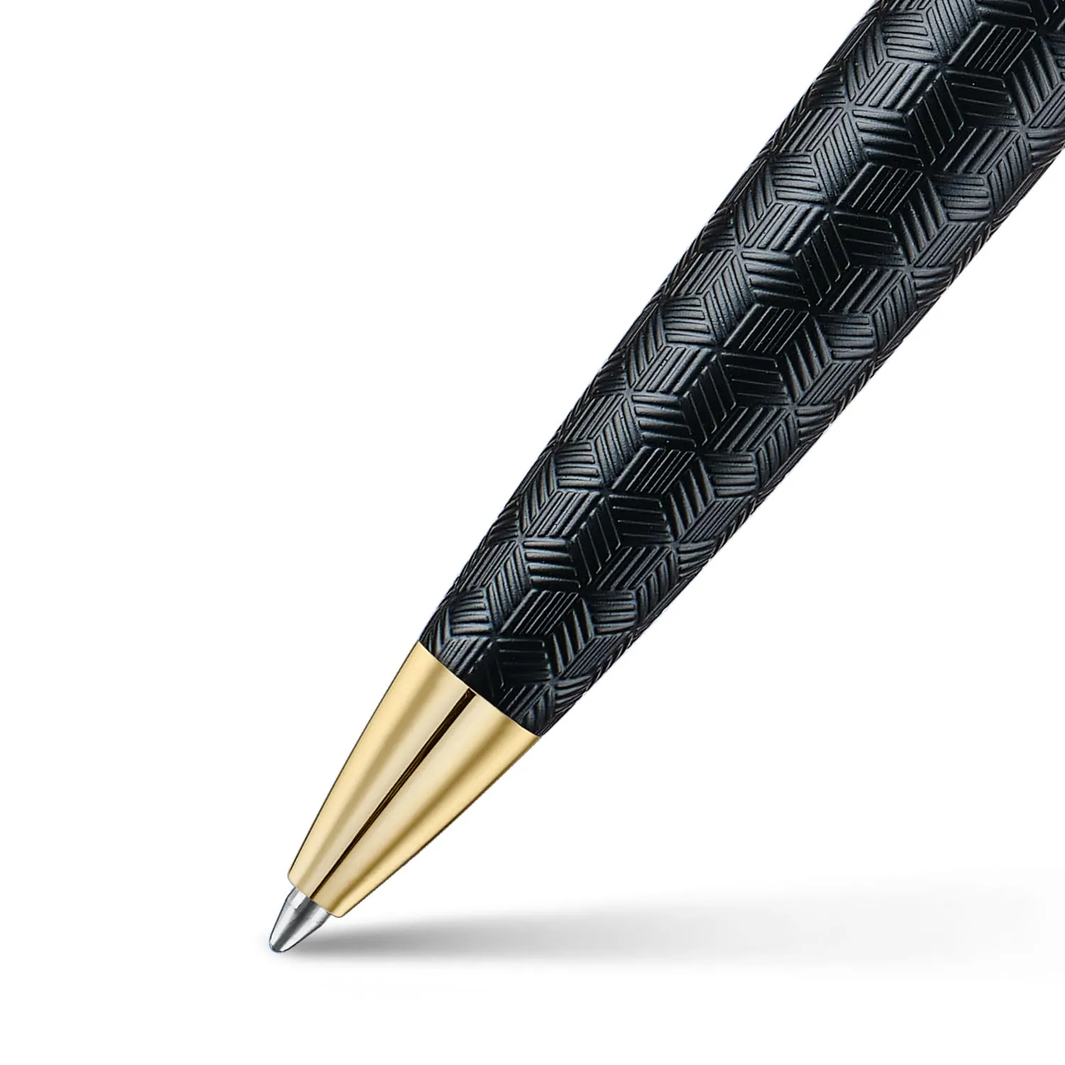 Sheaffer 300 Ballpoint Pen | E9347 Engraved Matt Black Barrel and Shiny Chrome Cap with PVD Gold Trims | Premium Ballpoint Pen
