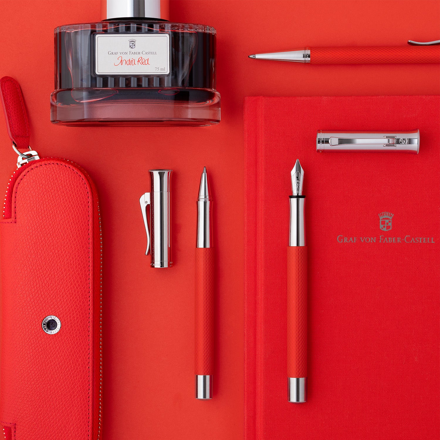 Graf Von Faber-Castell Guilloche Fountain Pen - India Red F