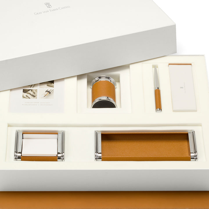 Graf Von Faber-Castell Epsom Leather Desk Set- Cognac