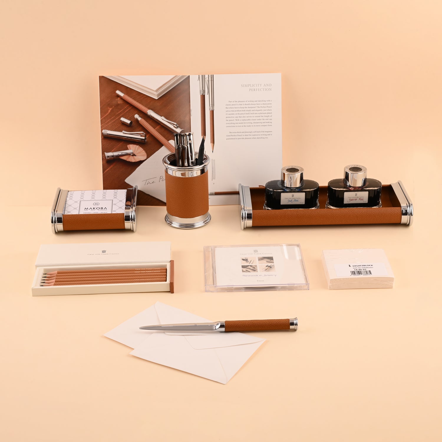 Graf Von Faber-Castell Epsom Leather Desk Set- Cognac