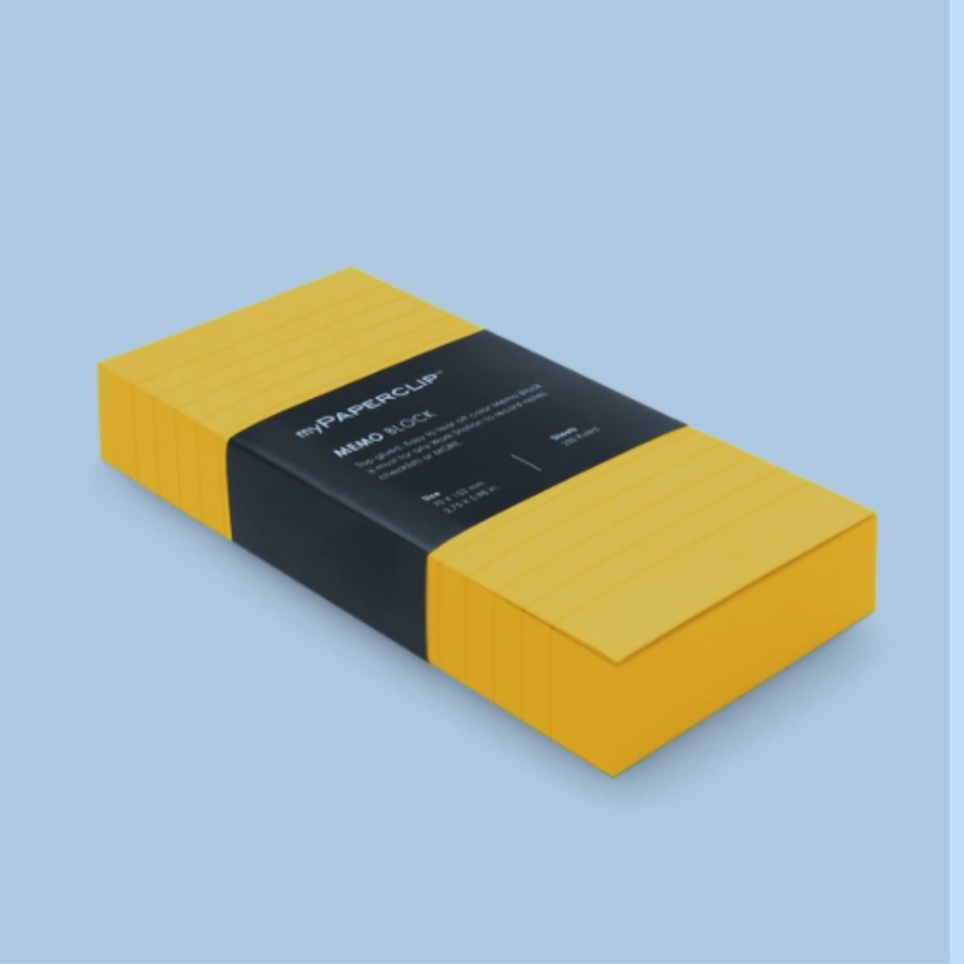 myPAPERCLIP Memo Block, Small (2.75 x 5.98 in.), Ruled, HP Yellow (MB250S-R HP Yellow)