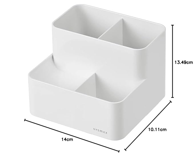 Litem Sysmax Lux Pencil Holder 4 Compartment White Also Useful for Cosmetics