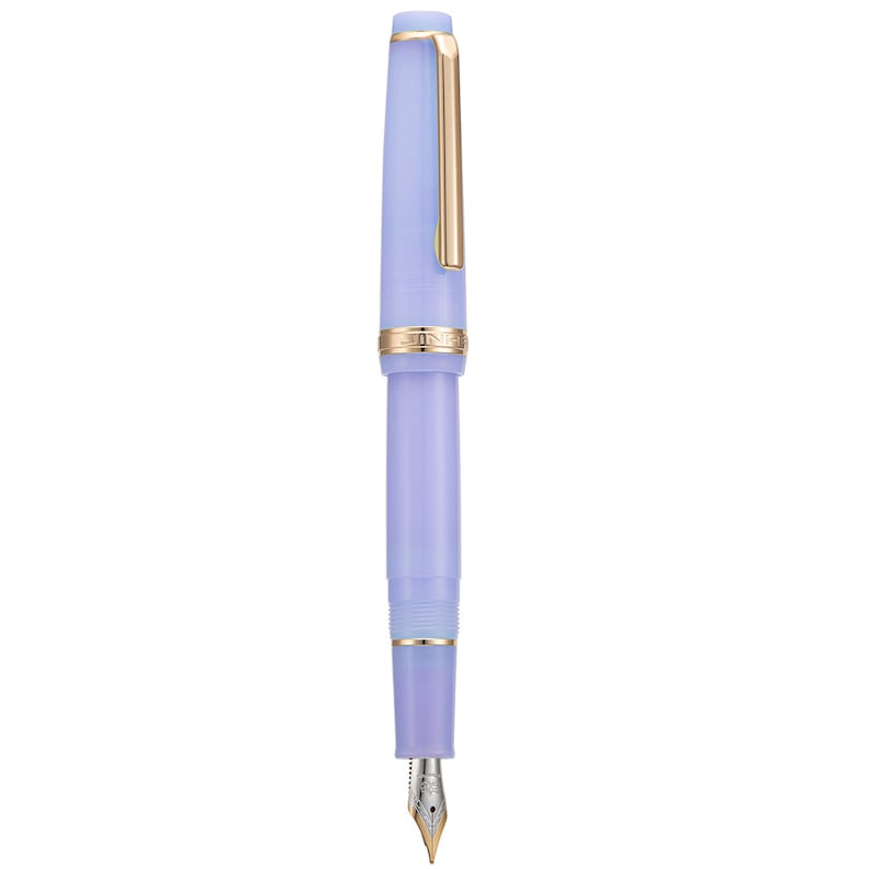 Jinhao 82 Acrylic Fountain Pen, Iridium Fine Nib with Ink Converter, Transparent Purple Classic Design Smooth Writing Pen (Gold Trim)
