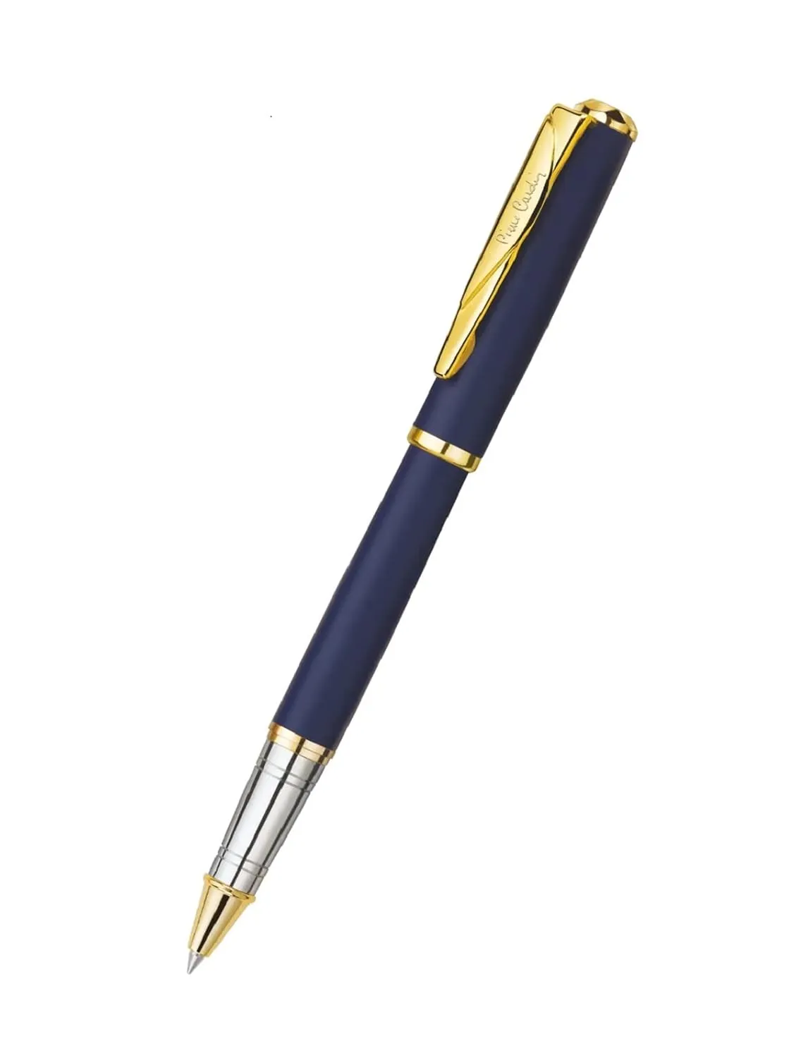 Pierre Cardin Image Premium Metal Roller Ball Pen | Luxurious Blue Matt Finish Body with Fancy Golden Pocket Clip | Ideal for Festive