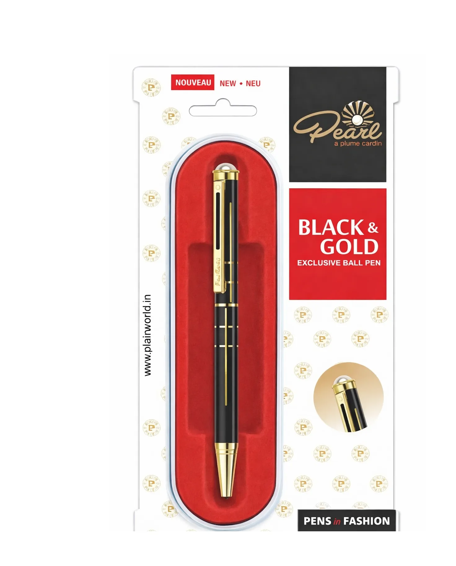 Pierre Cardin Pearl Black & Gold Premium Ball Pen With Twist Mechanism | Elegant Black & Gold Finish Body & Pearl Studded On Top | Ideal for Festive & Corporate Gifting