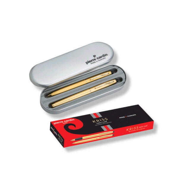 Pierre Cardin Kriss Satin Gold Premium Pen Set | Luxurious Roller Ball Pen & Ball Pen Combo | Ideal for Festive & Corporate Gifting