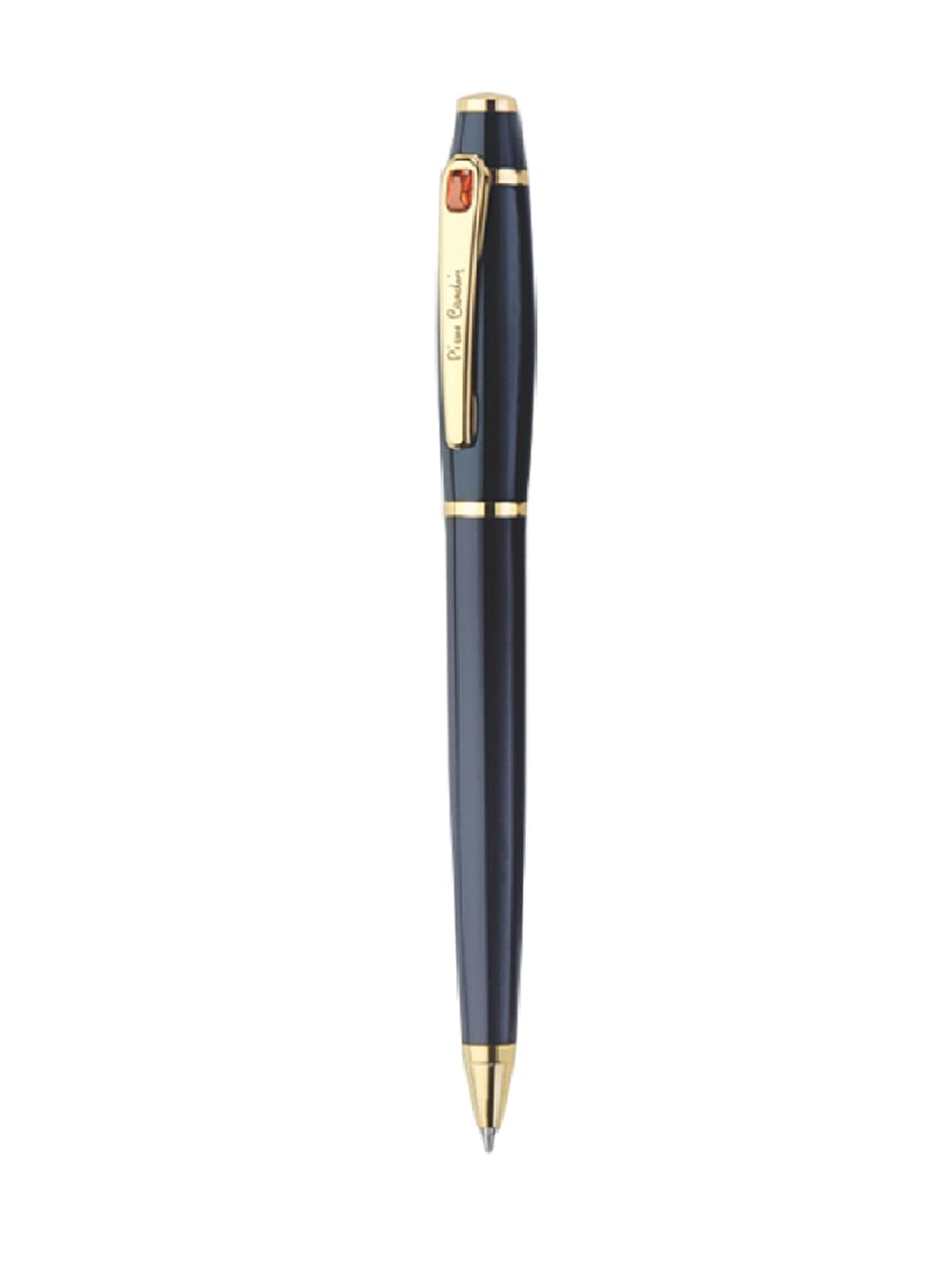 Pierre Cardin Image Premium Metal Ball Pen with Twist Mechanism | Luxurious Acrylic Blue Body with Satin Gold Finish Clip | Ideal for Festive
