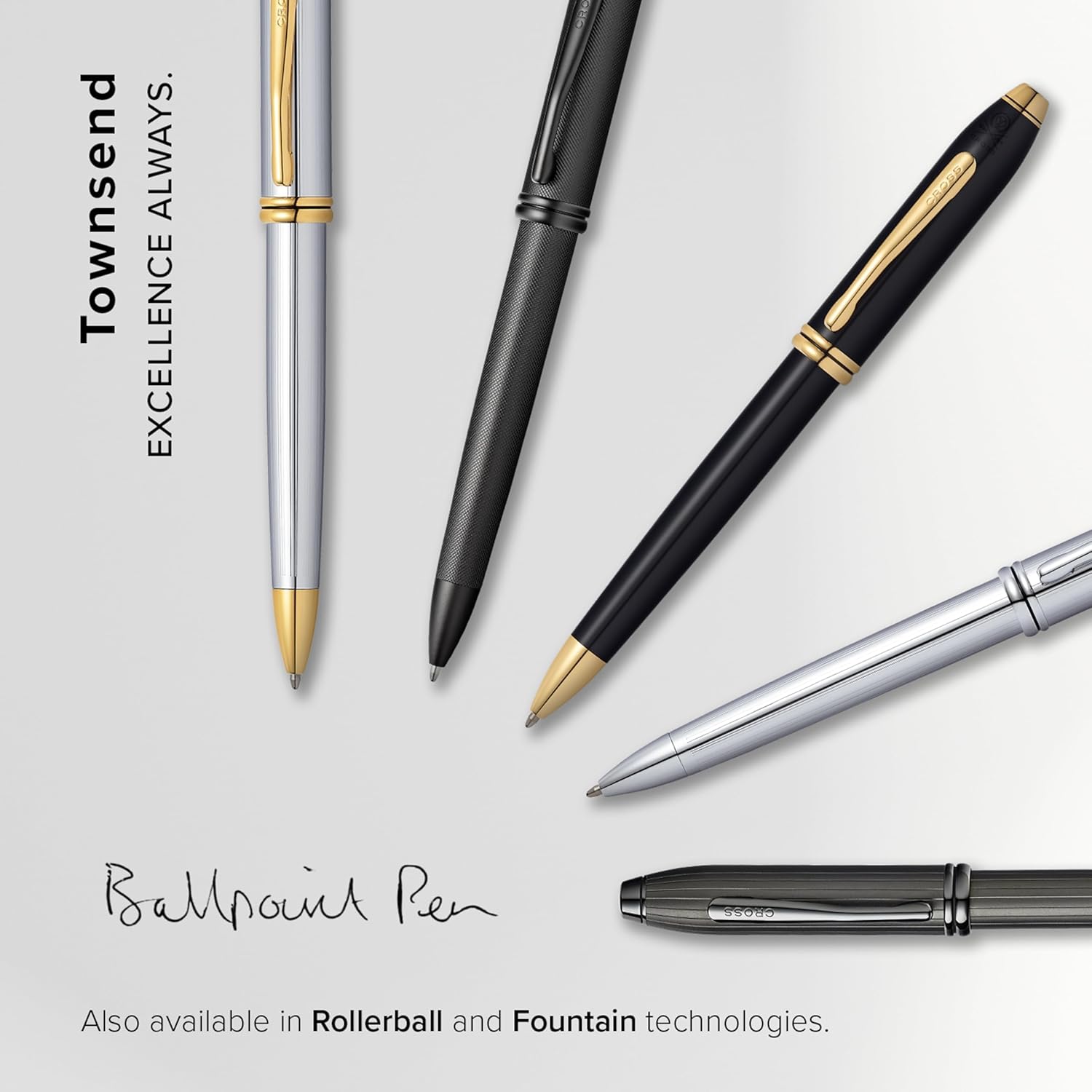 Cross Townsend Black Lacquer Ballpoint Pen with 23KT Gold-Plated Appointments