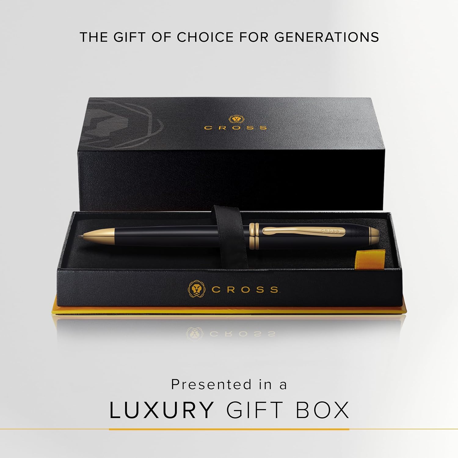 Cross Townsend Black Lacquer Ballpoint Pen with 23KT Gold-Plated Appointments