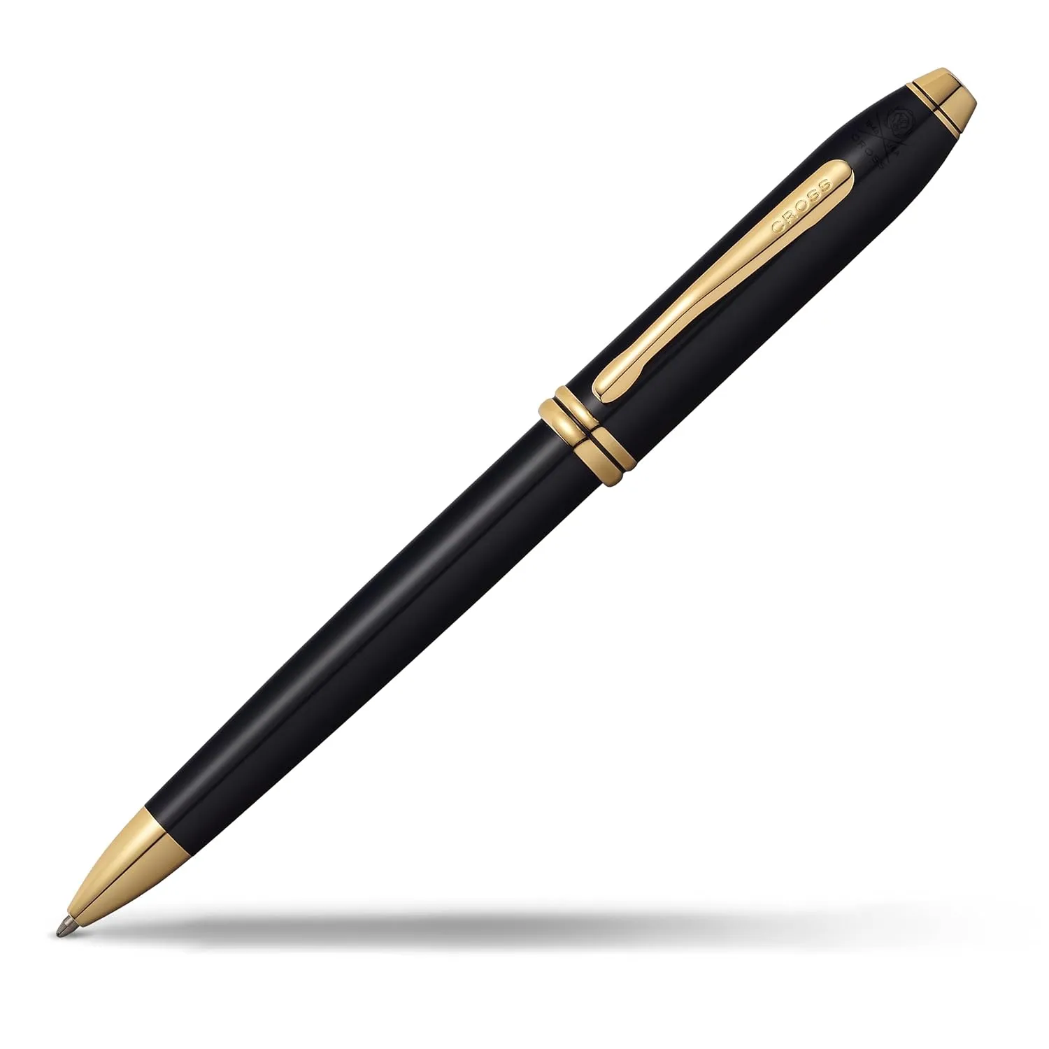Cross Townsend Black Lacquer Ballpoint Pen with 23KT Gold-Plated Appointments