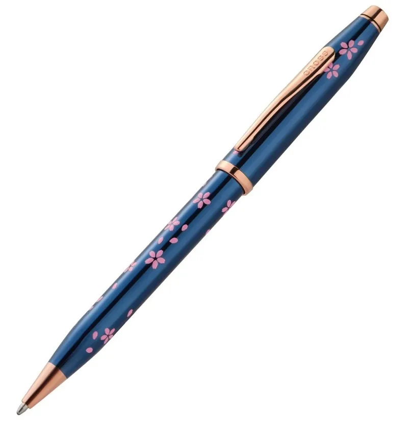 Cherry Blossom Translucent Blue Lacquer Ballpoint Pen