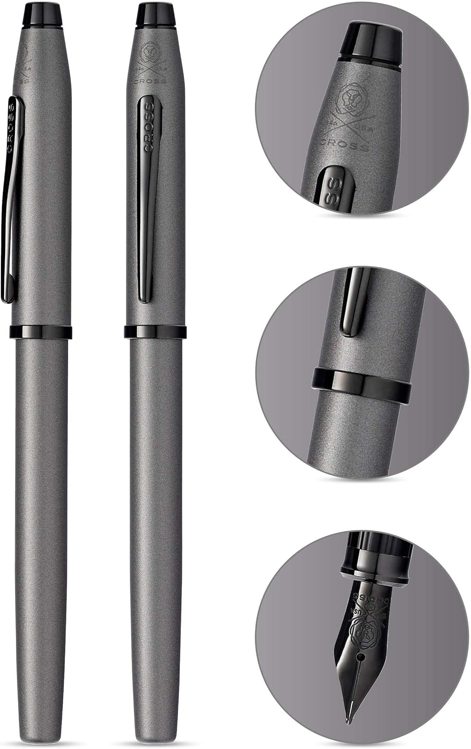 Cross Century II Gunmetal Gray Fountain Pen with Black fINE NIB