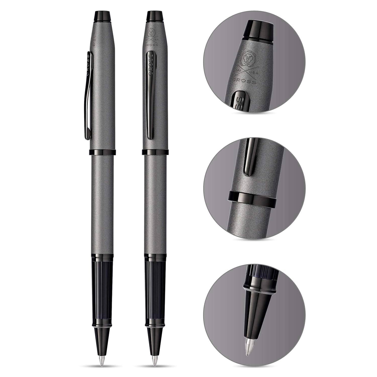 Cross Century II Gunmetal Gray Rollerball Pen with Polished Black PVD Appointments