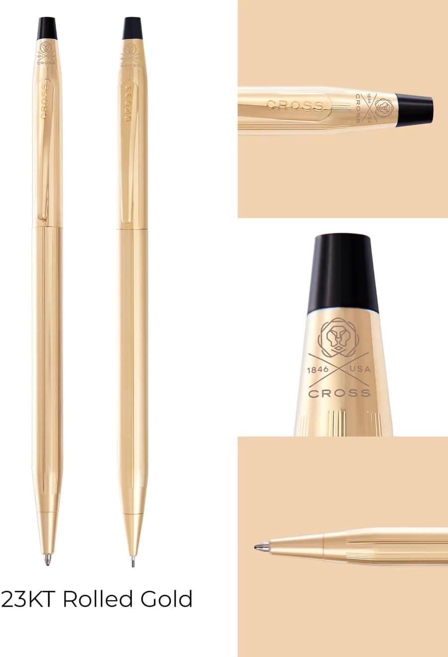 Cross Classic Century 23KT Gold Plated Ballpoint Pen & 0.7MM Mechanical Pencil Set.