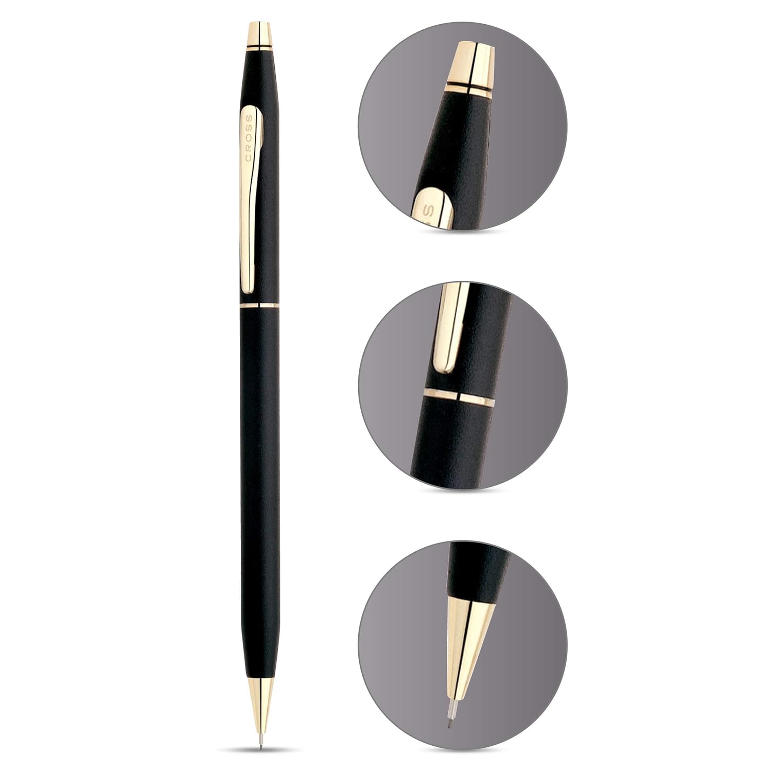 Cross Classic Century, Classic Black, 0.7mm Pencil with 23 Karat Gold Plated Appointments (250305)