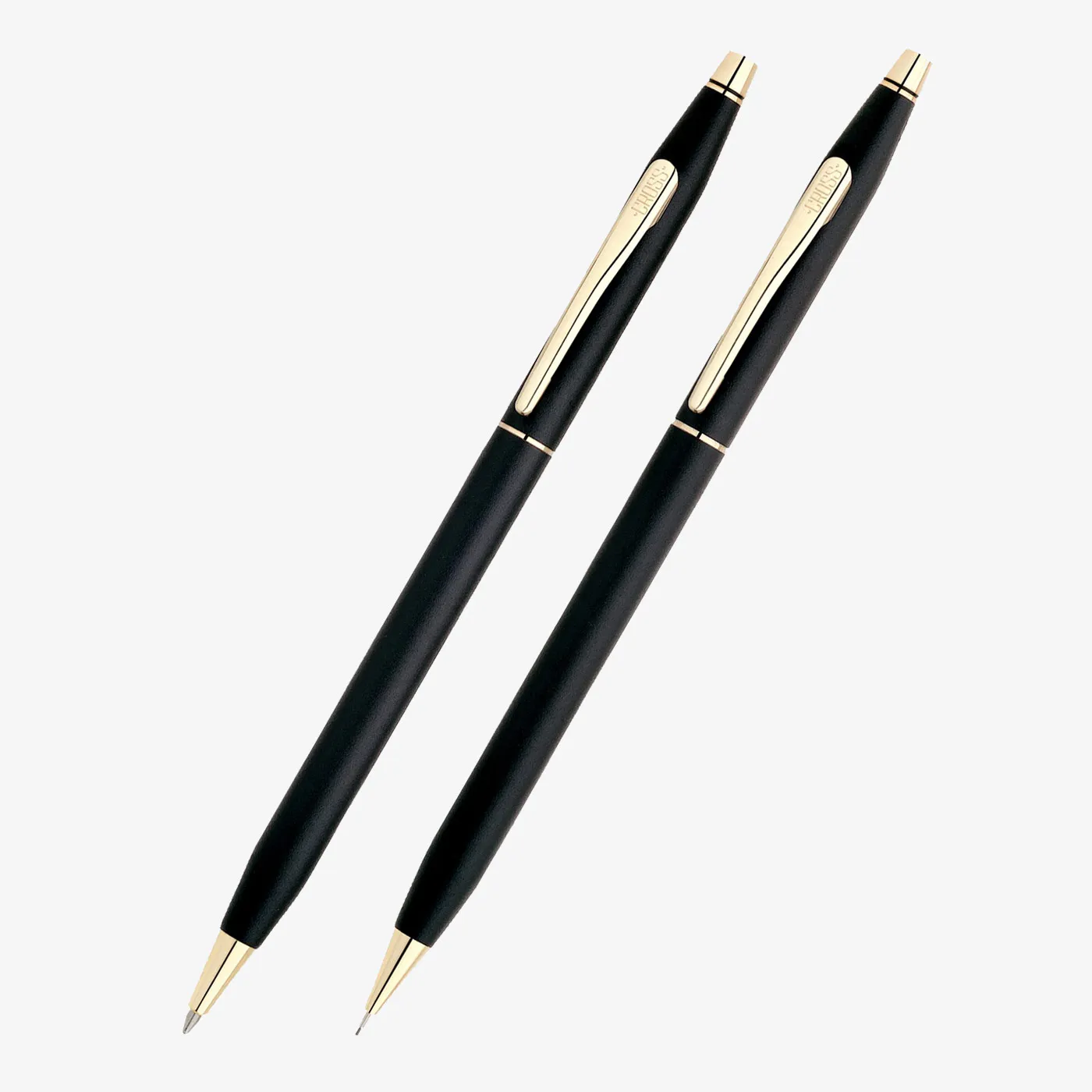 Engraved Cross Pen Set | Personalized Cross Classic Century Black Pen and Pencil Set, Gold Trim 250105.