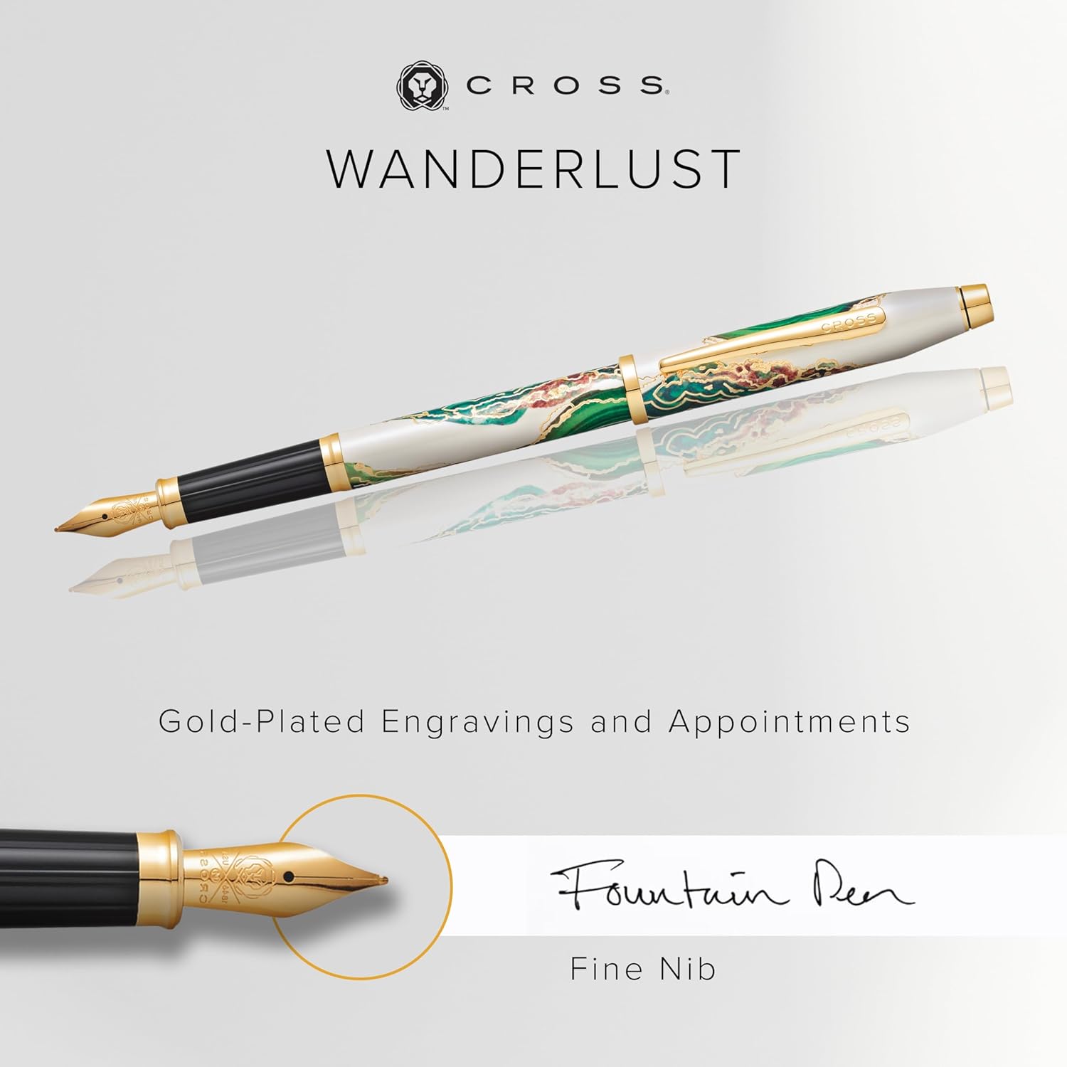 Cross Wanderlust Refillable Fountain Pen, Medium Nib, Includes Premium Gift Box - Borneo
