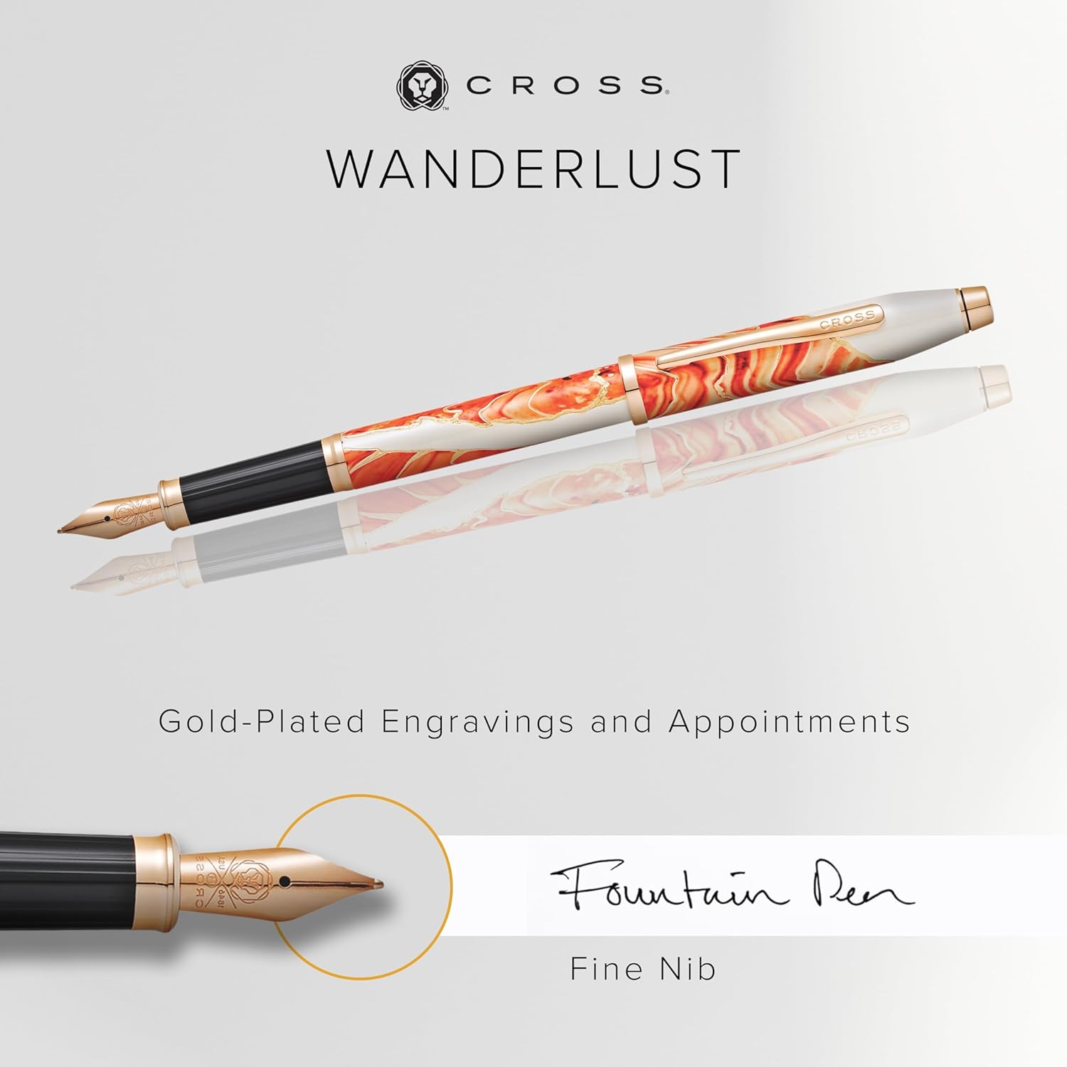 Cross Wanderlust Refillable Fountain Pen, Medium Nib, Includes Premium Gift Box - Antelope Canyon