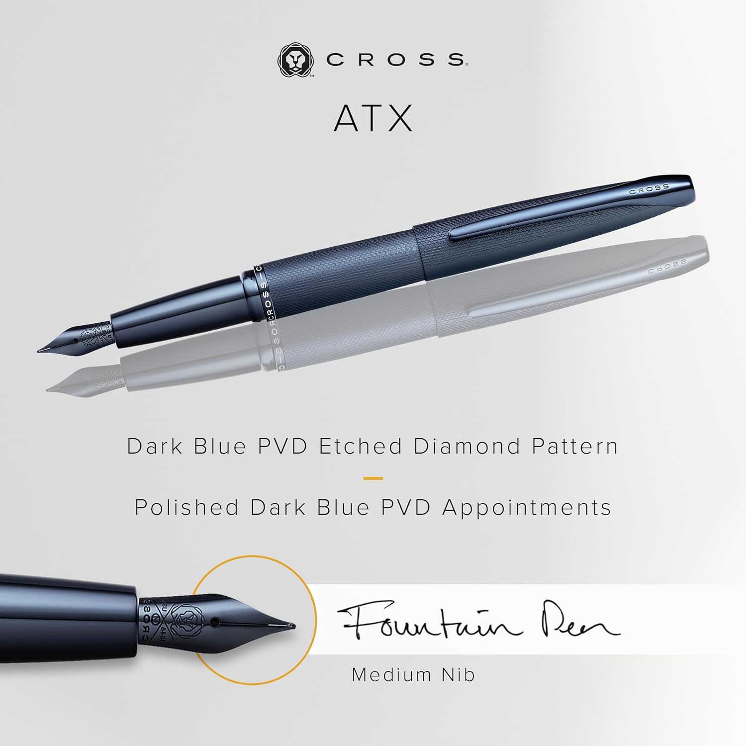 Cross ATX Sandblasted Dark Blue Fountain Pen (Medium nib)