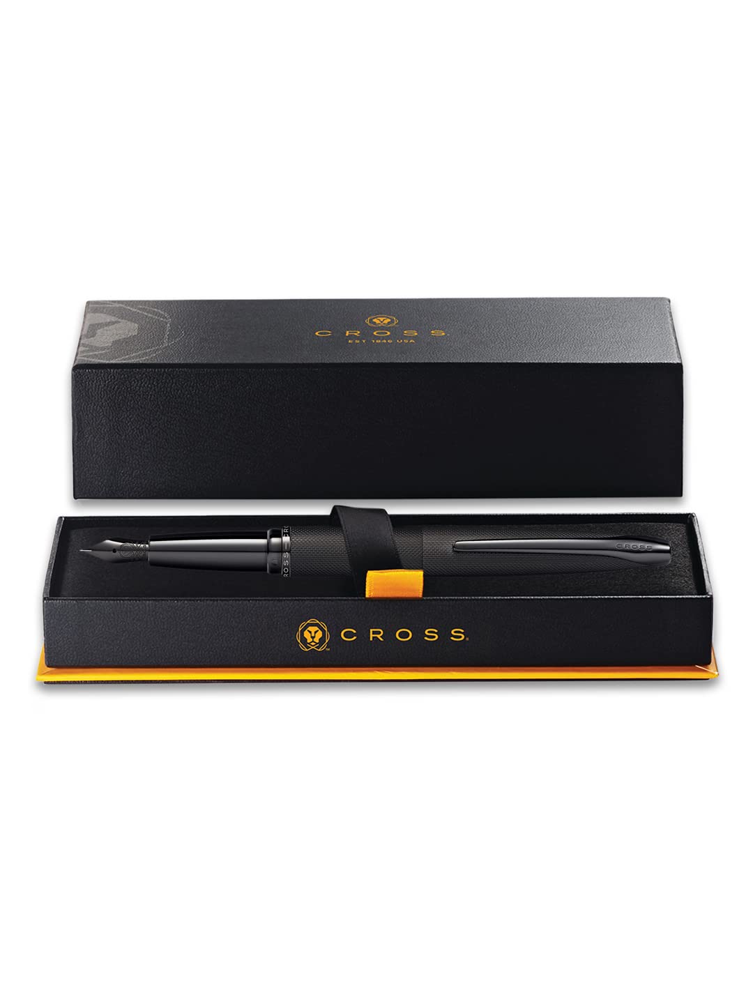 Cross ATX® Brushed Black With Machine-Turned, Diamond-Pattern Engraving  medium nib