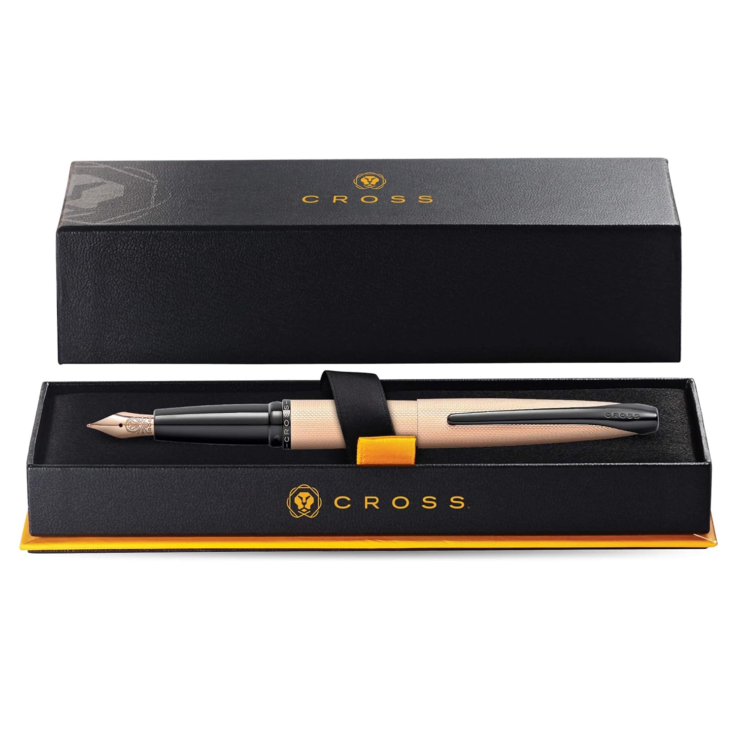 Cross ATX Executive Brushed  Rose Gold Fountain Pen with Polished Black PVD Trim – Medium Nib, Smooth Writing, Premium Gift Box