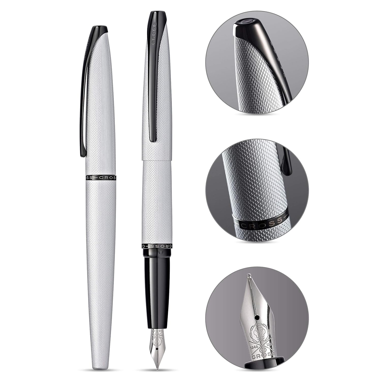 Cross ATX Brushed Chrome Fountain Pen – Medium Nib
