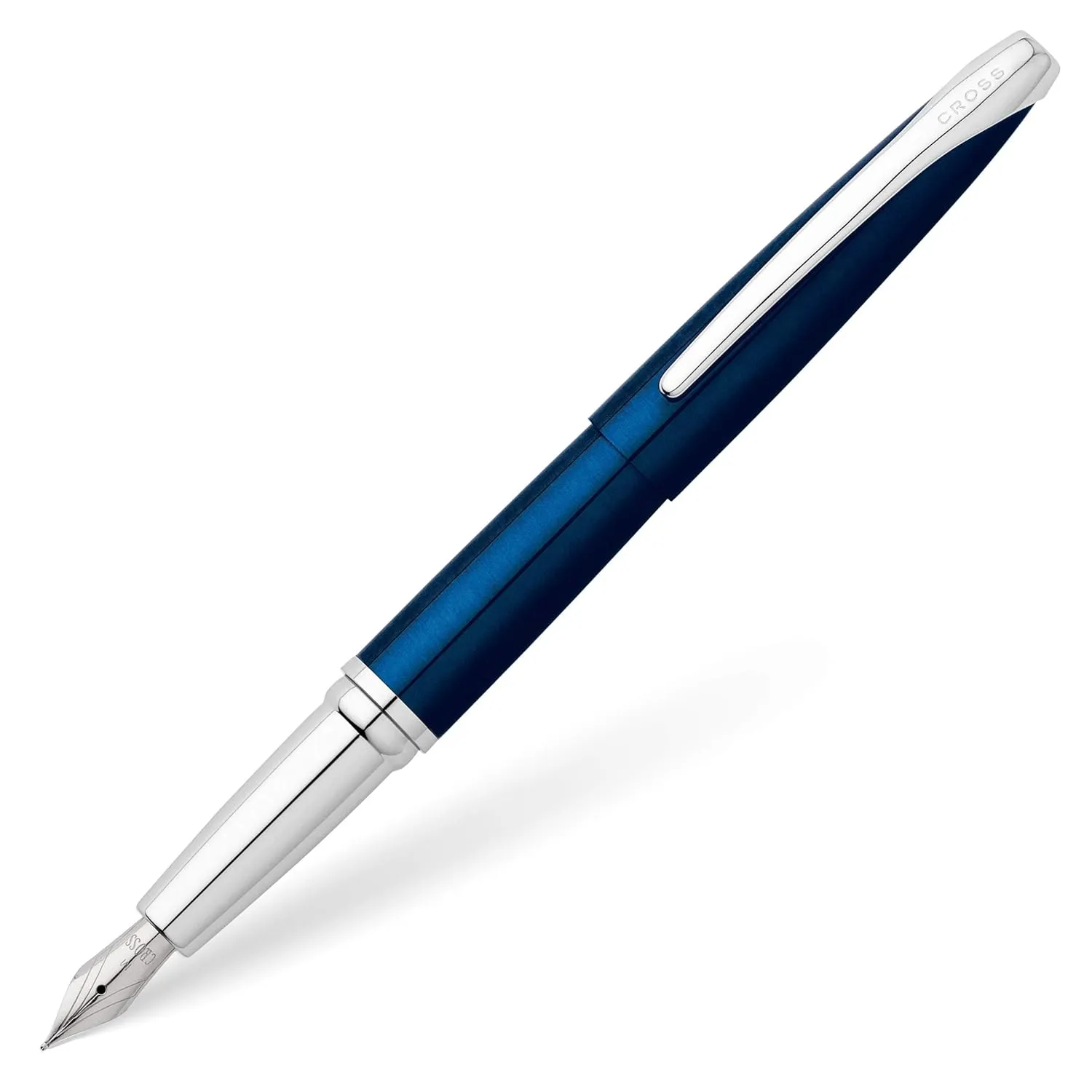 ATX® Translucent Blue Lacquer Stainless Steel Fine Nib Fountain Pen