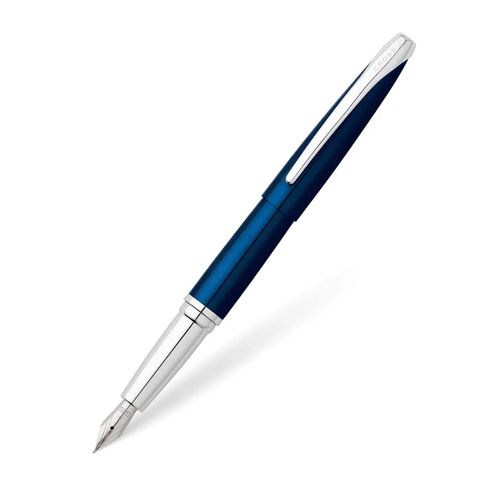 Cross ATX Translucent Blue Lacquer CT Fountain Pen – Medium Nib