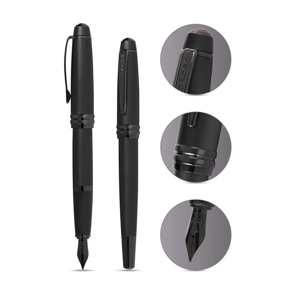 Cross Bailey Matte Black Lacquer with Polished Black PVD FP – M