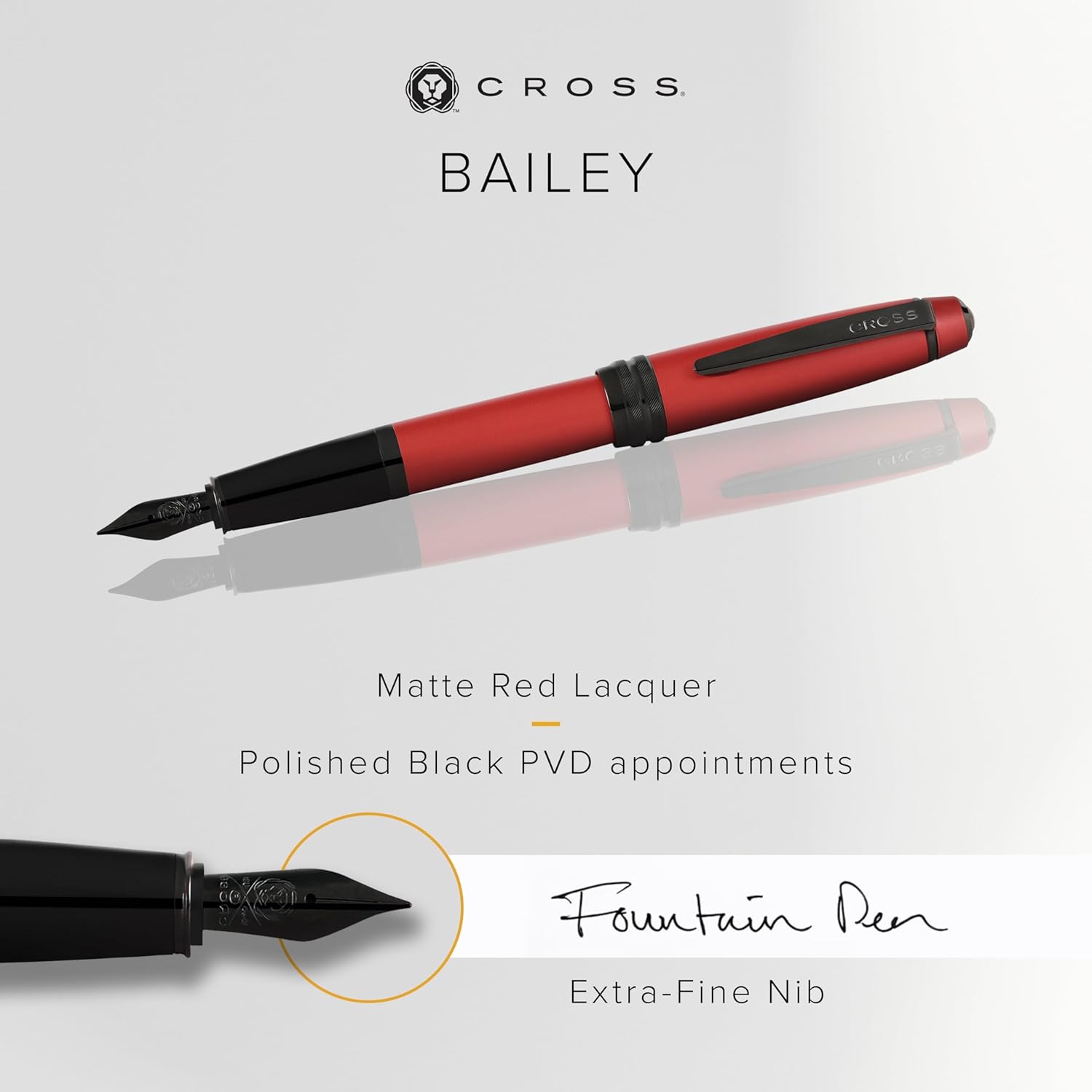 CROSS Bailey Matte Red Lacquer Fountain Pen EF