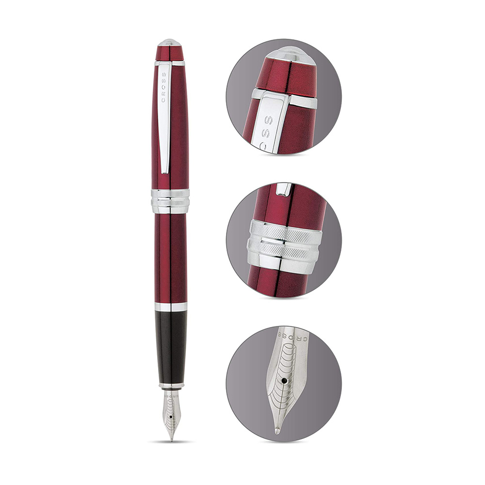 Cross Bailey Red Lacquer with Chrome Trim Fountain Pen – Medium Nib